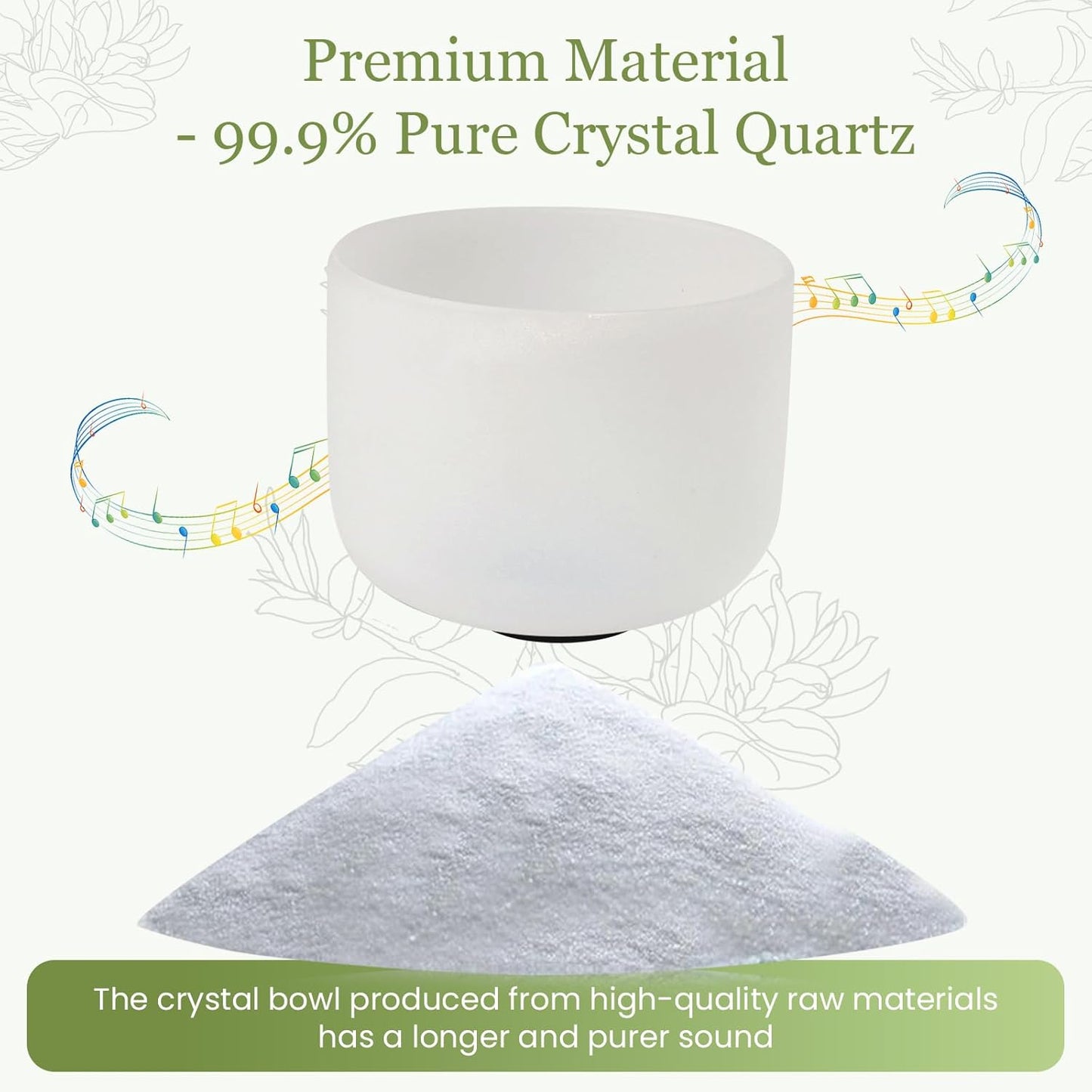 432HZ 10 Inchs Frosted Crystal Singing Bowl Set for Meditation Healing Yoga Chakra Quartz Crystal Sound Bowls with Heavy Duty Carry Case and Rubber Mallet,Suede Striker,O-rings