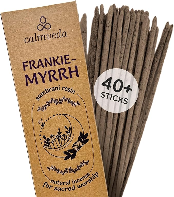 Organic Frankincense Resin Incense Sticks - (40+ Sticks) Thick Natural Charcoal Free Incense | Church for Catholic Worship Made with Frankincense and Myrrh Resin (Loban Olibanum) - Bloomnest