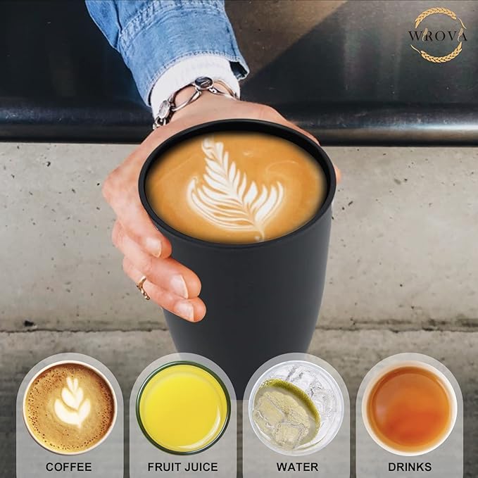 Wheat Straw Cups 8 PCS Good Alternative to Plastic Reusable Cups 20 oz Unbreakable Drinking Cup Reusable Dishwasher Safe Water Plastic Glasses Black - Bloomnest