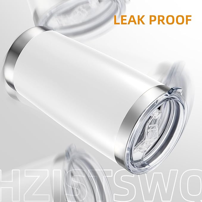 20 oz Tumbler Bulk with Lid Stainless Steel Insulated Tumblers Double Wall Vacuum Coffee Mug Powder Coated Tumbler Cups for Cold and Hot Drinks, White, 6 pack