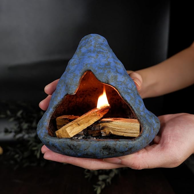 Palo Santo Incense Holder and Burner - Zongzi Modeling Smudge Bowl | Sage Cone Burner Holder & Chiminea Incense Dish Ideal for Energy Cleansing, Yoga, Meditation,Zen,Altar Decor & Aromatherapy MOUGIGI