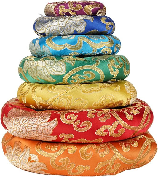 Tibetan Singing Bowl Accessories Silk Ring Cushions Handmade in Nepal Round Cushion for Sound Bowls Meditation Accessories - Bloomnest