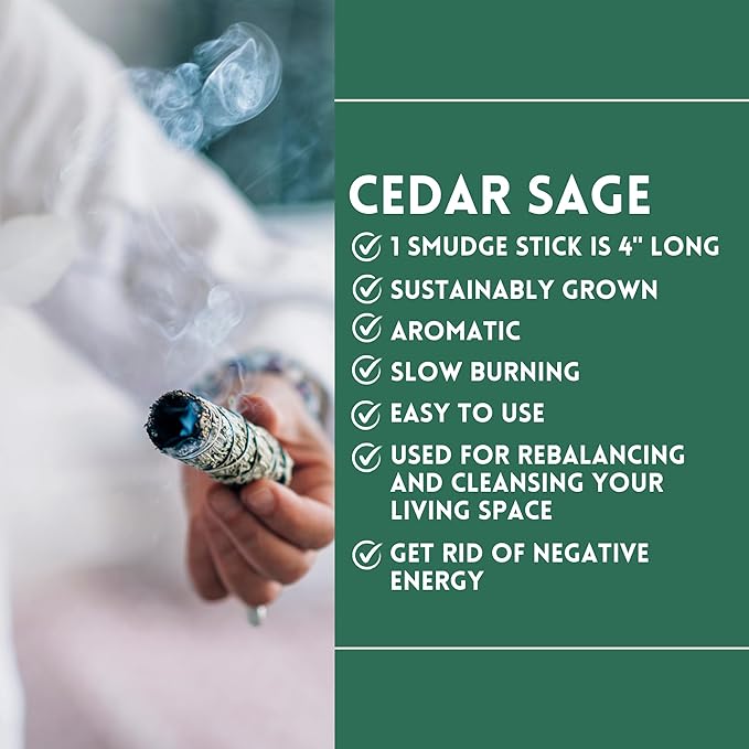 Ancient VEDA Sage Smudge Kit | Cedar, Sweetgrass, & Palo Santo Sticks Smudging Kit for Meditation, Yoga, Reiki, Home Cleansing, & Aromatherapy (Starter Kit, Cedar Sage)