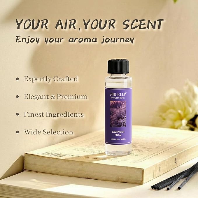 Airkeep Reed Diffuser Oil Refill/Lavender Field/3.38 oz / 1 Pack/Air Freshener & Aromatherapy Essential Oil Blend for Home Fragrance – Scented Refill Oil for Bathroom, Bedroom & Home Decor - Bloomnest
