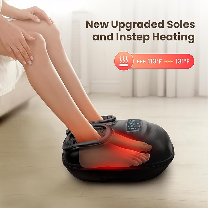 CILI Foot Massager with Heat, 2025 Shiatsu Feet Massage Machine for Plantar Fasciitis Neuropathy Pain Relief, Remote Control Heated Foot Warmer Massager Size 13, Gifts/Presents for Mom, Dad - Bloomnest
