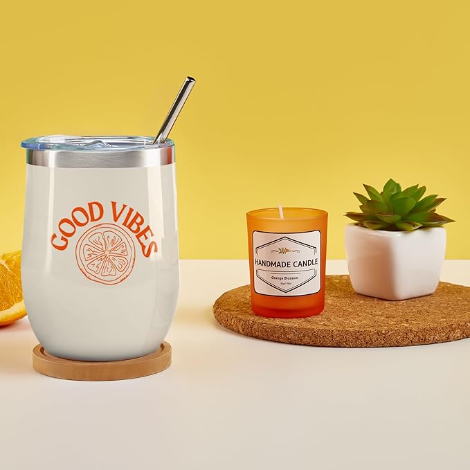 Sunny&Wise Care Package For Women - Designed in USA - Self Care Gifts After Surgery, Get Well Soon, Orange Fruit Themed, Thinking of You, 12 Oz Good Vibes Tumbler - Bloomnest