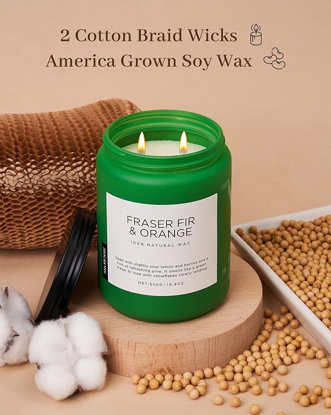 M&SENSE Fir & Orange Large Candle for Home Scented 19.4oz 110 Hour Clean Non Toxic Long Lasting Organic Natural Soy Wax Highly Scented Holiday Candle Gifts for Home Decor - Bloomnest