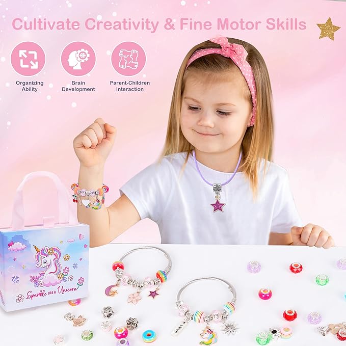 Gifts for Girls Age 6-8 8-10,Bracelet Making Kit,Girls Toys,Gift Basket That Inspires Creativity and Individuality and is Fun to Play with Friends Create a Unique Gift for Your Friend - Bloomnest