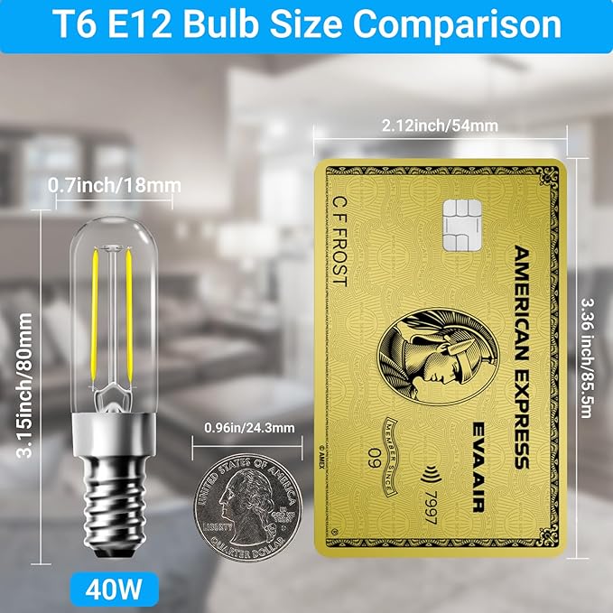 dalattin T6 LED Light Bulbs, 40W Equivalent Dimmable 5000K Daylight White Small Lightbulbs, Efficient 4.5W T25 Decorative Bulbs, E12 Base, 120V, for Chandelier Ceiling Fan Wall Sconce, 500lm, 12 Pack - Bloomnest