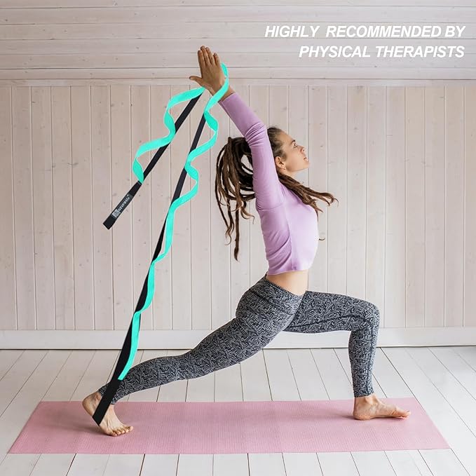 Premium Durable Stretch Straps with Loops, Stretching Strap for Physical Therapy, Multi-Loop Yoga Strap Fitness Exercise Strap for Yoga, Pilates, Dance, Flexibility&Exercise - Bloomnest