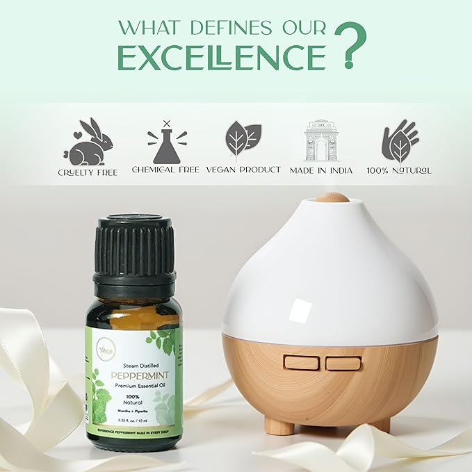MyAce Peppermint Essential Oil 0.33 fl oz – 100% Pure & Steam Distilled Mentha Piperita – Undiluted, Natural Aromatherapy Oil for Diffuser, DIY Blends, Hair & Skin Care MyAce