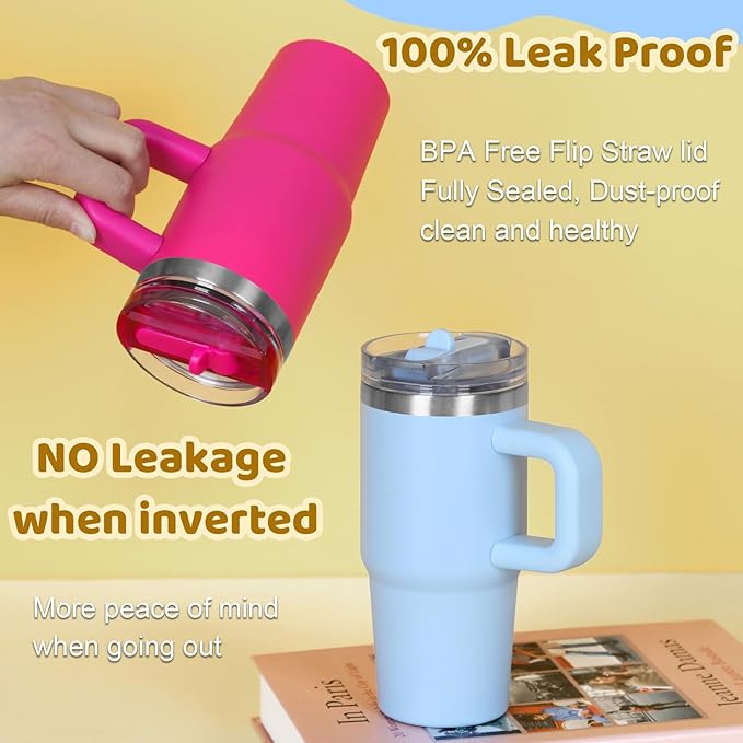 14 oz Tumbler for kids with Detachable Flip Straw Lid and handle, 100% Leak Proof 14 oz mini cup, Stainless Steel Vacuum Insulated Tumbler, Wide Mouth Easy to Clean, Keep Cold or Hot (Light Green) - Bloomnest