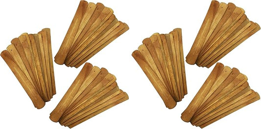 TRENDBOX 30pcs Handmade Plain Wood Wooden Incense Stick Holder Burner Ash Catcher Natural Design Buddhist (Pack of 2) - Bloomnest