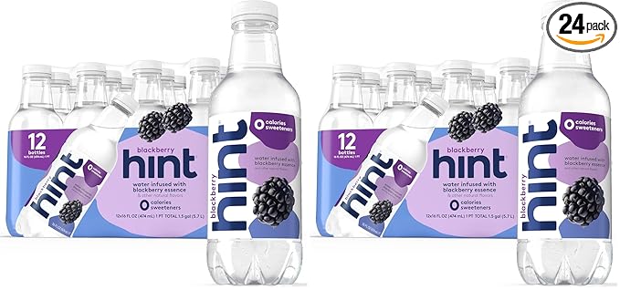 Hint Water Blackberry, Pure Water Infused with Blackberry, Zero Sugar, Zero Calories, Zero Sweeteners, Zero Preservatives, Zero Artificial Flavors, 16 Fl Oz (Pack of 24) - Bloomnest