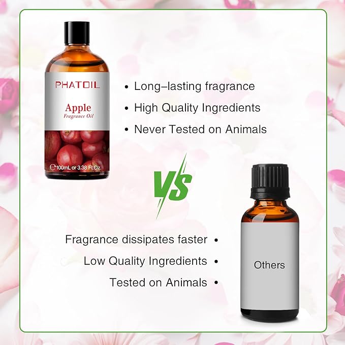 PHATOIL 3.38FL.OZ Apple Fragrance Oils for Aromatherapy, Essential Oils for Diffusers for Home, Perfect for Diffuser, Yoga, Skin Care, DIY Candle and Soap Making - 100ml - Bloomnest