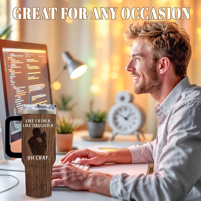 DUUV Gifts for Dad from Daughter, To My Dad Tumbler 40 Oz with Handle and Straw, Christmas Thanksgiving Birthday Gifts for Men Daddy Stepdad Elderly Father, Thoughtful Papa Mug, 1PCS - Bloomnest