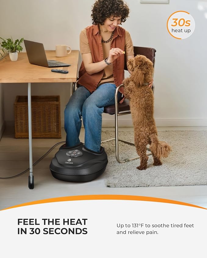 CooCoCo HSA Store Eligible Foot Massager with Heat, Plantar Fasciitis Feet Massager with Remote, Deep Kneading & Compression, FSA Foot Warmer for Home Office, Christmas Gifts for Women Men Mom Dad - Bloomnest