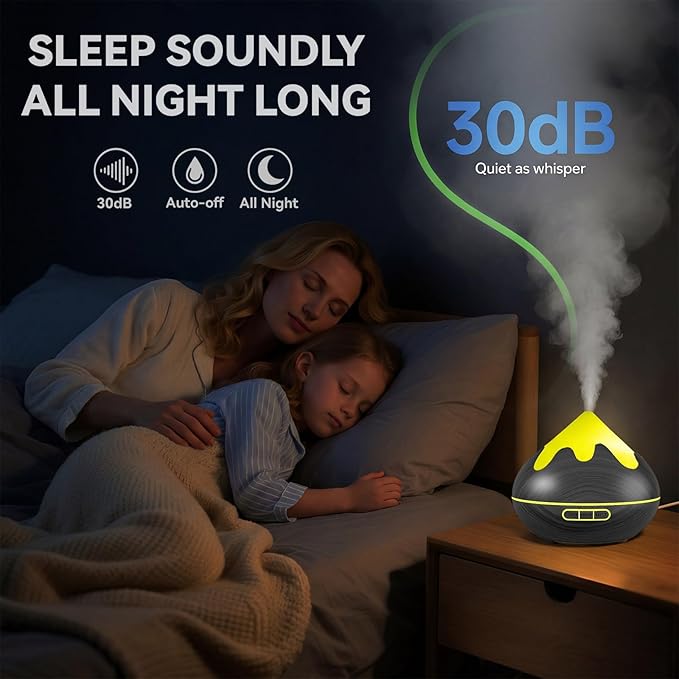 500ML Essential Oil Diffuser, Aromatherapy Diffuser with Remote Control, Multifunctional Air Diffusers for Home Office Room, Fragrance Aroma Diffuser with 7 Color LED & 2 Mist Mode, Black - Bloomnest