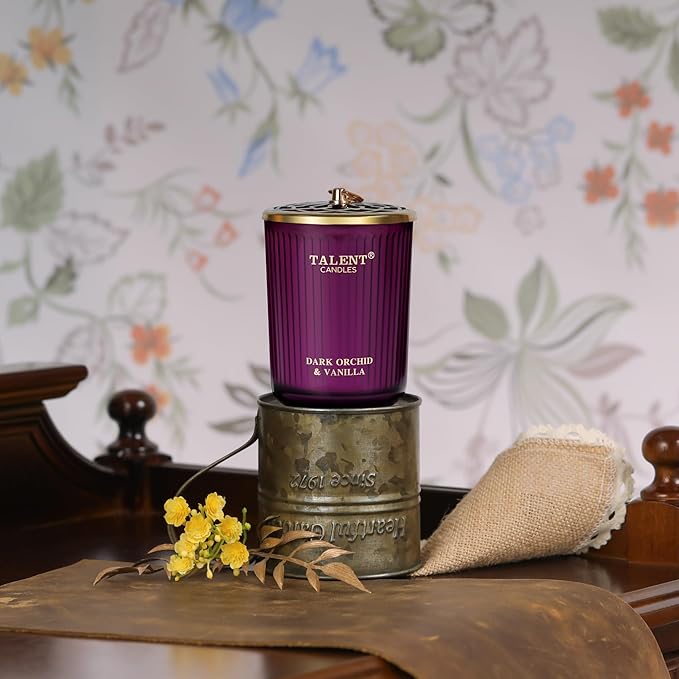 Jar Candles for Home Scented, Aromatherapy Candles Gifts for Women & Men, Natural Soy Candle, 8.4oz Traditional Style, Dark Orchid & Vanilla - Bloomnest