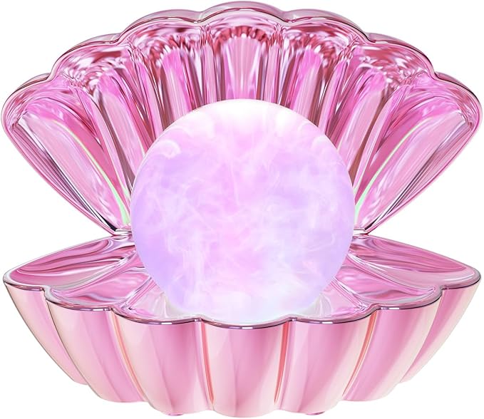 Shell Pearl Beach Themed Night Light, RGB 8 Colors Changing Mood Shell Pearl Lamps, Bedside LED Clamshell Portable Night Lights for Bar (Electroplating Powder) - Bloomnest