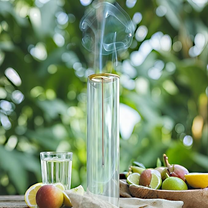 Glass Incense Holder,Incense Burner for Sticks with Ash Catcher,Incense Stick Burner for Meditation and Yoga Room (Golden Leaf) - Bloomnest