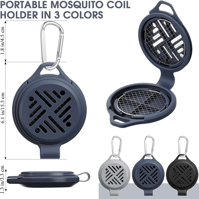 3 Pcs Portable Mosquito Coil Holder Silicone Hanging Incense Burner with Hook for Outdoor Pool Side Deck Camping Hiking - Bloomnest