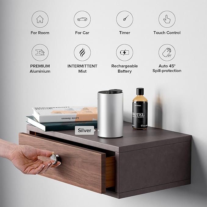 Waterless Essential Oil Diffuser Starter Kit with 30mL Hotel Scent Fragrance Oil Inspired by Ritz-C., Battery Operated Premium Portable Mini Scent Air Machine for Home Car Office, Gold ANX - Bloomnest