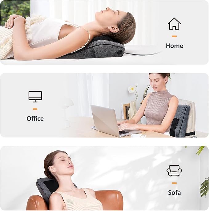 Boriwat Back Massager with Heat, Neck Massager for Pain Relief Deep Tissue, 3D Kneading Massage Pillow for Back, Neck, Shoulder, Legs, Gifts for Women Men Mom Dad - Bloomnest