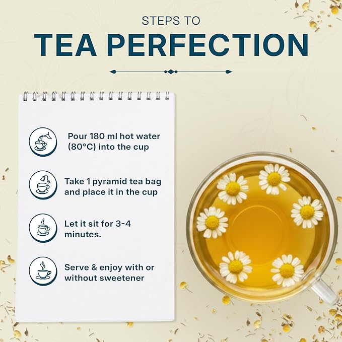 Tealeaf & Co. Pure Chamomile Herbal Tea - Organic Chamomile Tea Bags Blended with Fresh Herbs - Contains Low Caffeine - Gluten Free - 100 Teabags (7.055oz/200gm) - Bloomnest