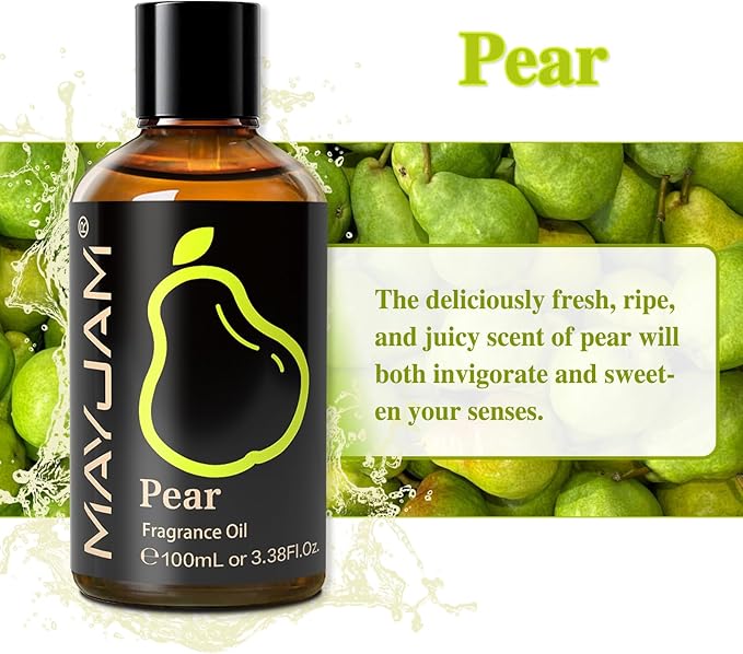 MAYJAM 100ML/3.38FL.OZ Pear Fragrance Oils with Glass Dropper, Essential Oils for Diffusers for Home, Long Lasting Scented Oils for Diffusers Soap Candle Making - Bloomnest