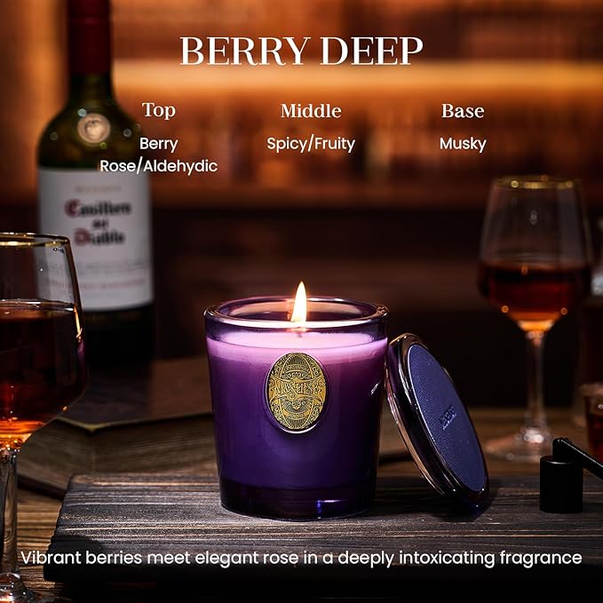 M&SENSE Natural Strong Soy Candle | Berry Rose & Purple | 9.2 oz, 50H Burn Time | Luxury Scented Candle for Relaxation, Gifting, Home Décor | Ideal for Bedroom, Office, Party Ambiance - Bloomnest
