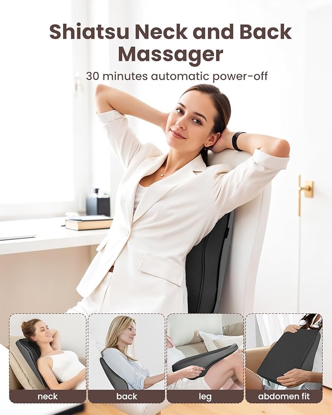 COMFIER Back Massager for Back Pain Deep Tissue 3D Shiatsu Neck Back Massager with Heat & Vibration Massager for Neck Shoulder Back Massage for Chair Heated Massage Cushion, Gifts/Presents for Mom Dad - Bloomnest