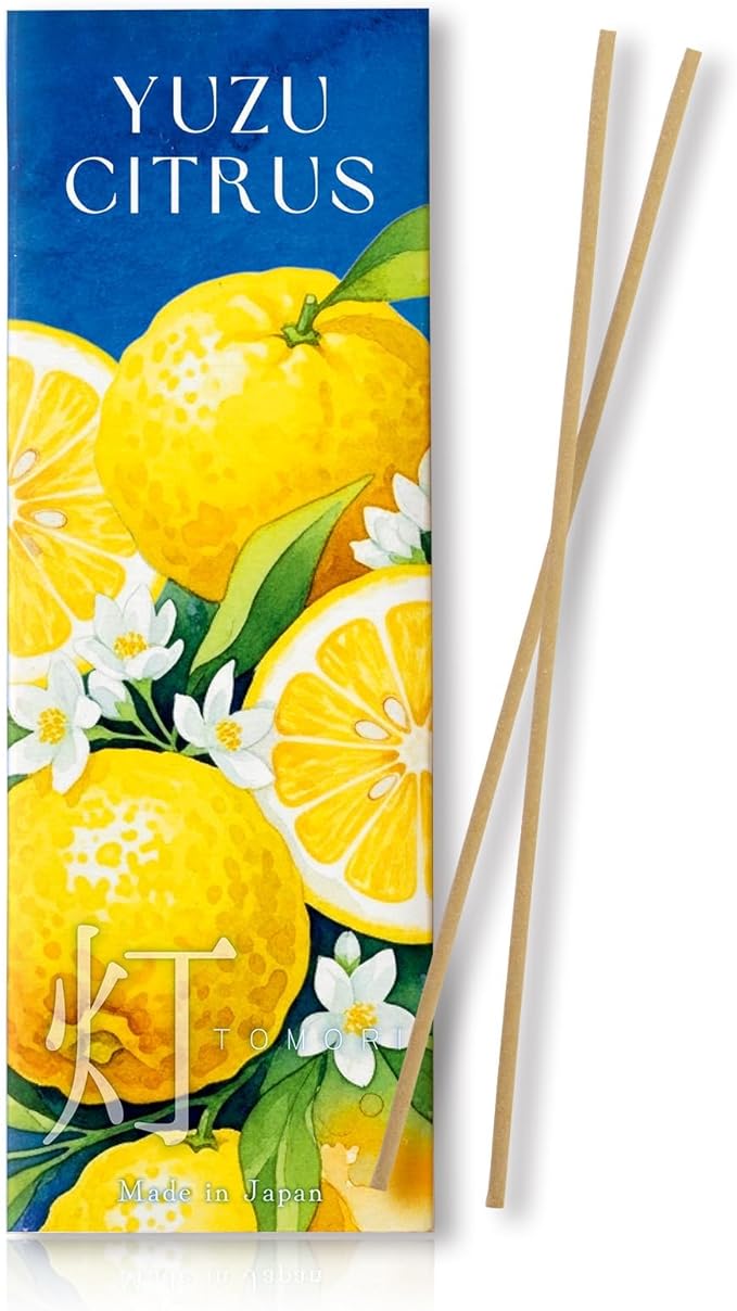 Yuzu Citrus Luxury Japanese Incense Sticks 60sticks Lemon Orange Mndarin Musk Coreless Low Smoke Natural Charcoal Free Non Toxic Aromatherapy Meditation Calming Stress Relief Relaxation Yoga TOMORI VECTillJapan-TOMORIofficial-