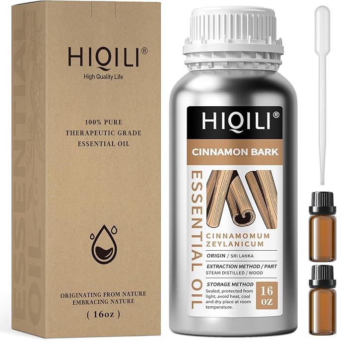 HIQILI Cinnamon Essential Oil for Candle, Spary & Diffuser - 100% Pure Natural - Indoor and Outdoor - Bloomnest