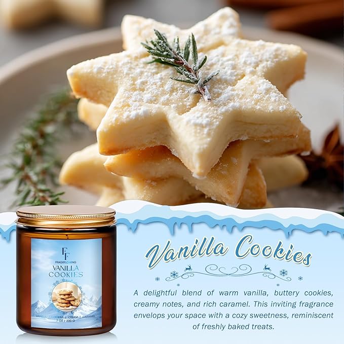 Winter Candle, Vanilla Cookies Scented Candles for Home, Holiday Candles Natural Soy Candle, Aromatherapy Candle 7 oz Jar Candles Winter Gifts for Women Men - Bloomnest
