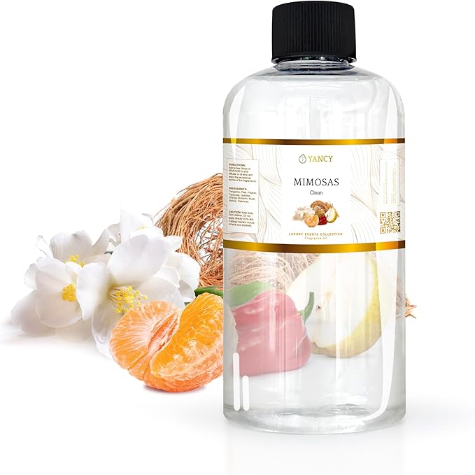 YANCY Mimosas Luxury Collection Fragrance Oil (8 oz), Bubbly Citrus and Floral Scent, Ideal for Diffusers, Oil Burners & Aroma Lamps, Bright Fragrance for Brunch Vibes YancySpa