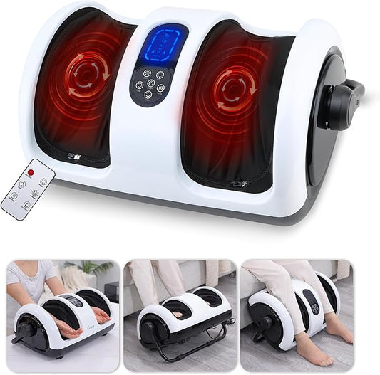 Foot Massager with Heat,Shiatsu Foot Massager for Plantar Fasciitis,Pain Relief and Heat Therapy-Massage Leg/Calf/Ankle with Deep Kneading,Gift for Family and Friends(White) - Bloomnest