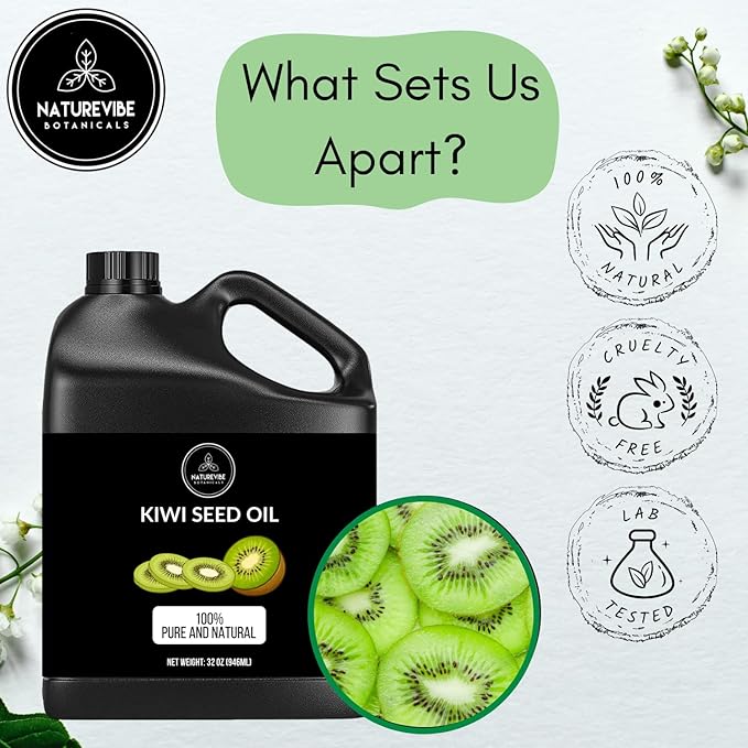 Naturevibe Botanicals Kiwi Oil 32 Ounces | 100% Pure and Natural | Great for Skin Care and Hair Care - Bloomnest