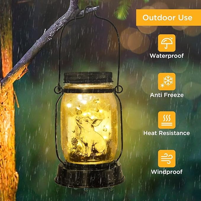Pig Gifts for Women/Men/Kids Pig Lovers Animal Solar Lantern, Piglet Animal Christmas Gifts, Solar Garden Decoration, Night Light Room Decor Farm Piglet Present Yard, Patio,Backyard,Porch, Torches - Bloomnest