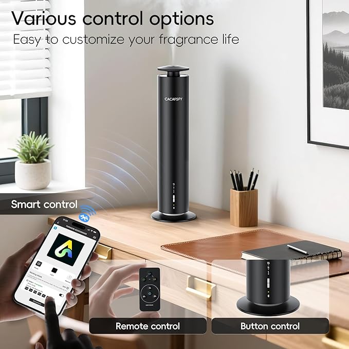 Waterless Scent Diffuser,Hotel Scent Diffuser-Smart APP Control-Cover Up to 1000 Sq.Ft.-Cold Air Tech,Scent Diffusers for Home,Aromatherapy,Large Room,Spa,Commercial-Black Essential Oil Diffuser - Bloomnest