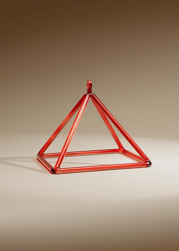 TOPFUND Red Crystal Singing Pyramid 10 inch with Carrying Case and Quartz Suede Mallet