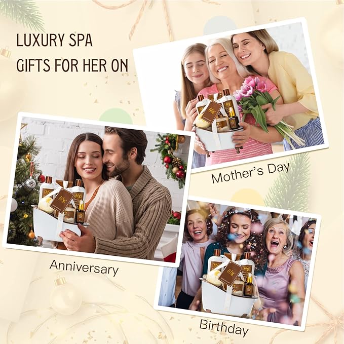Valentines Day Gifts for Women - 7-Piece Nourishing Bath & Body Gift Set, Bath Collection | Mothers Day Gifts for Mom, Fathers Day, Birthday, Self Care Kit, Christmas Gift, All Occasion Gift - Bloomnest