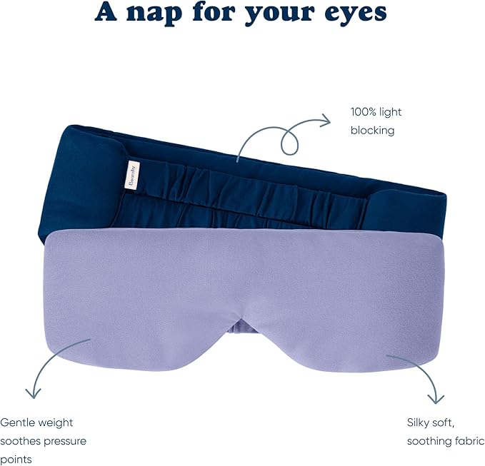 Bearaby Midnight Blue Sleep Mask 23” x 4” Weighted Eye Mask for Sleeping 0.75 lbs 100% Light Blocking Mask for Travel and Rest Silky Soft Fabric for Deep Gentle Sleep - Bloomnest