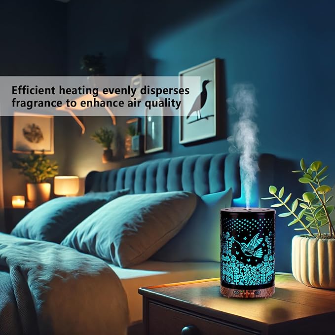 Essential Oil Diffuser 120ML Metal Aromatherapy Diffuser with Timer, Cool Mist Humidifier with Auto Shut-Off & 7 Color Lights for Home Office Spa (Bird) - Bloomnest