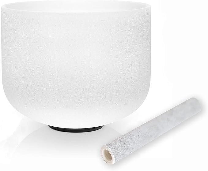 TAIFENG E Note Solar Plexus Chakra Quartz Frosted Crystal Singing Bowl 8 inch - Bloomnest