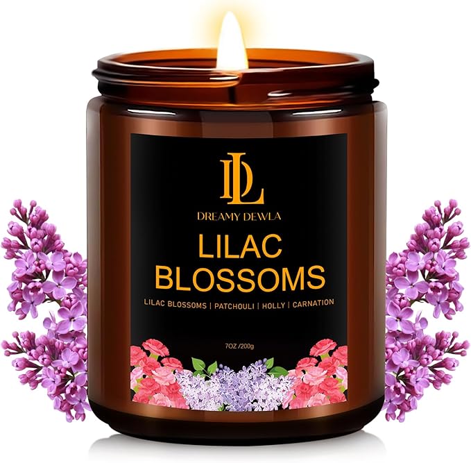 Lilac Blossom Scented Candles, Lilac Blossom Candle, Aromatherapy Candle Gifts for Women, Soy Candles for Home Scented, 7oz 50 Hours Burn, Home Décor - Bloomnest