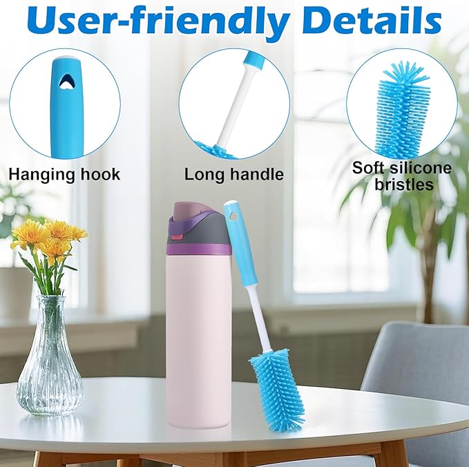 Palksky Water Bottle Cleaning Brush Kit, Brush and Straw Cleaner for Owala, 5 PCS Palksky