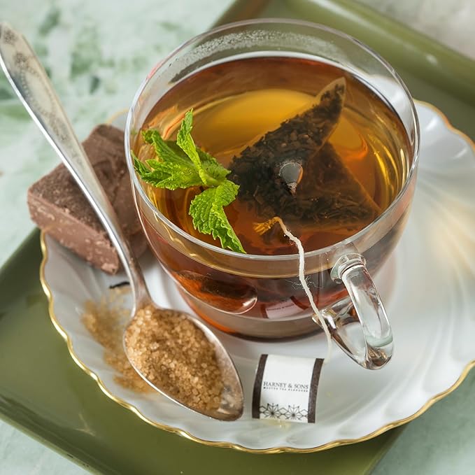 Harney and Sons Chocolate Mint, Flavored Black Tea - 20 Sachets per Tin - Bloomnest