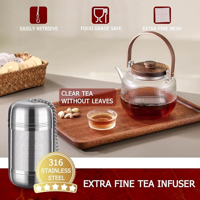 Tea Infuser For Loose Leaf Tea Drinkers, Extra Fine Mesh Tea Strainers 316 Stainless Steel, Tea Steeper, Tea Filter, Tea Diffuser For Rooibos/Black Tea/Herbs/Spices By Iruerti KTAD, 1.8*1.8*3.66'' (M) - Bloomnest