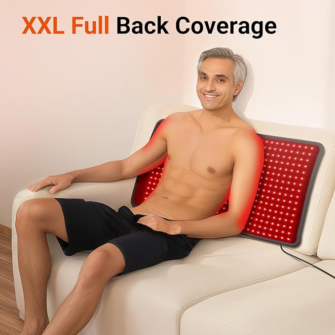 Comfytemp 33'' x 17'' Red Light Therapy Mat for Body, 480 LEDs Flexible Near Infrared Light Therapy Pad, 660nm & 850nm Light Blanket for Back Belly Knee Joints Muscle, 65W Comfytemp